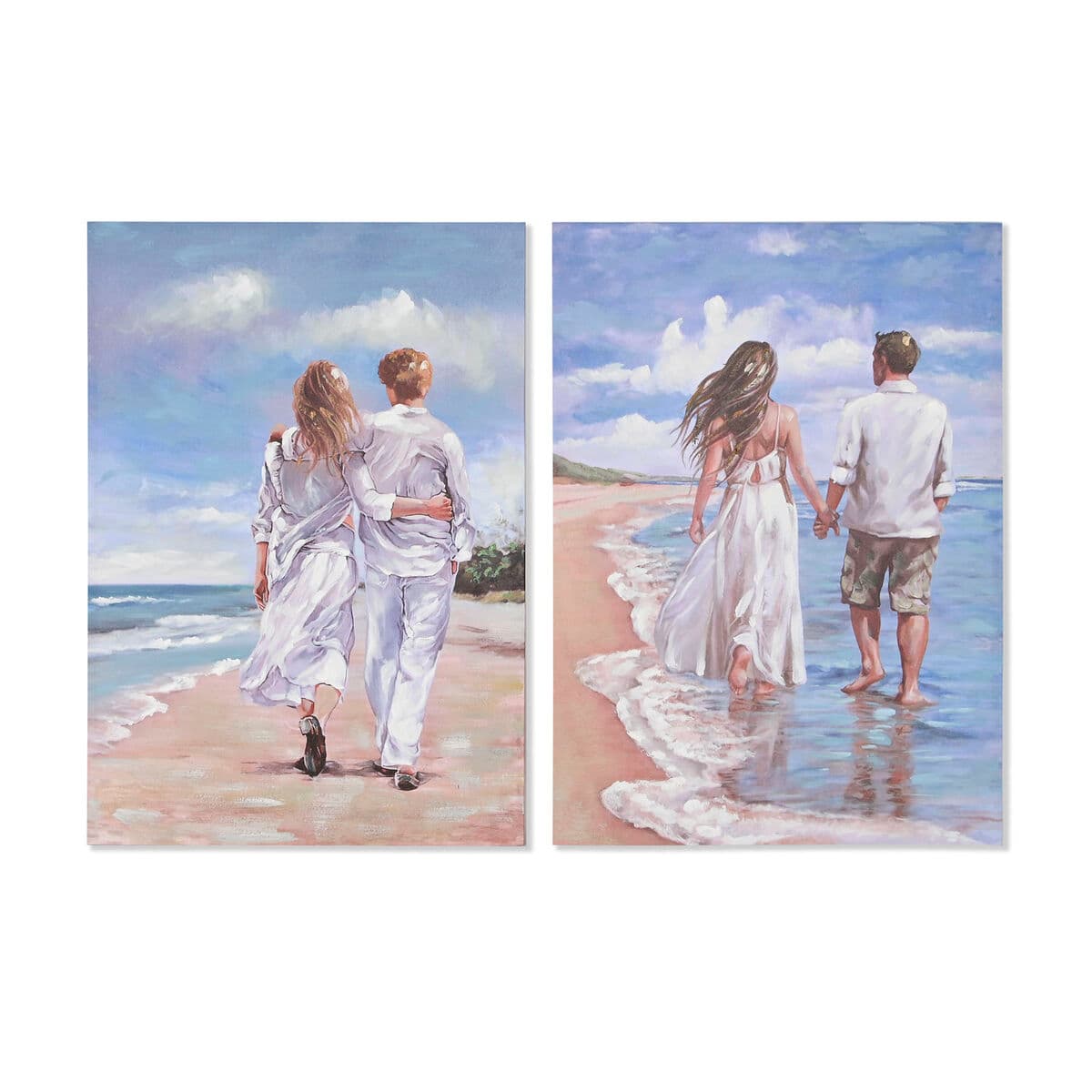 Coastal beach scene canvas (set of 2)