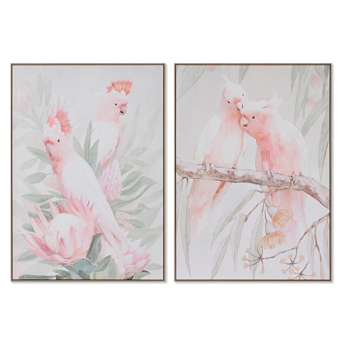 Canvas roze kaketoes (2-delig)