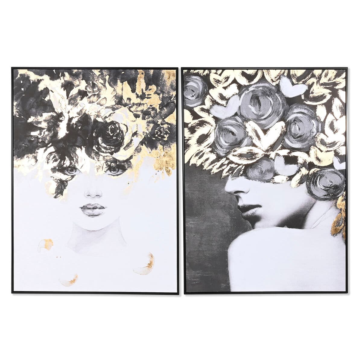 Glam portrait canvas with gold (set of 2)