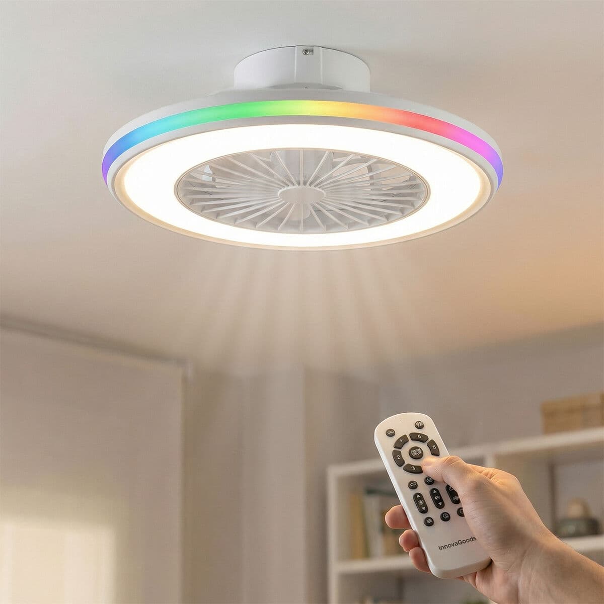 plafond ventilator with RGB led Light, Hidden Blades and Remote Control Nexory InnovaGoods
