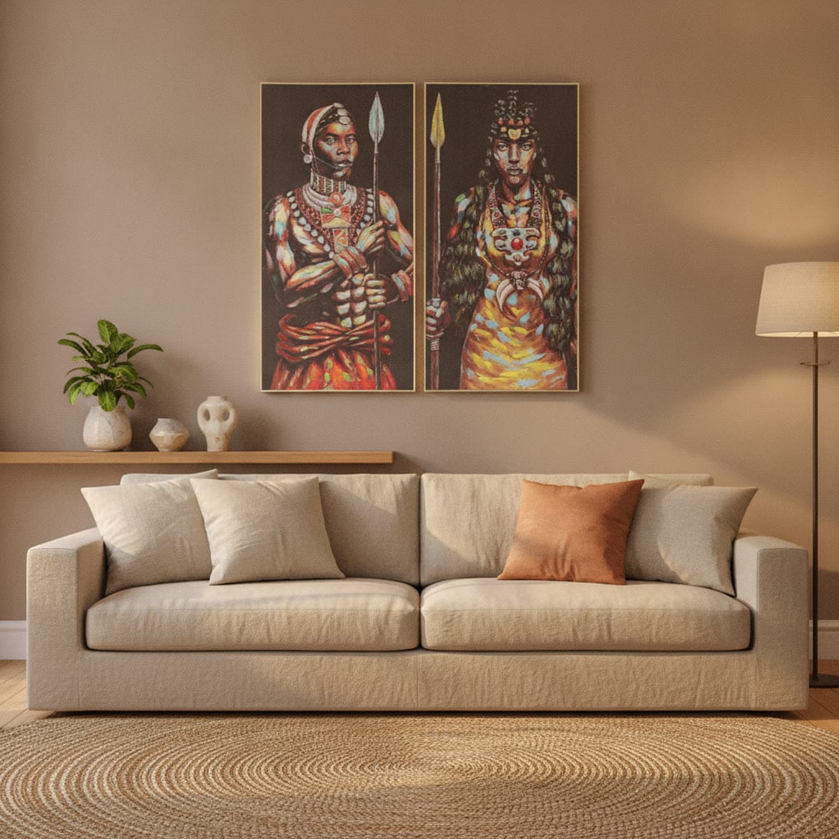 Canvas Afrikaanse krijgers (2-delig)