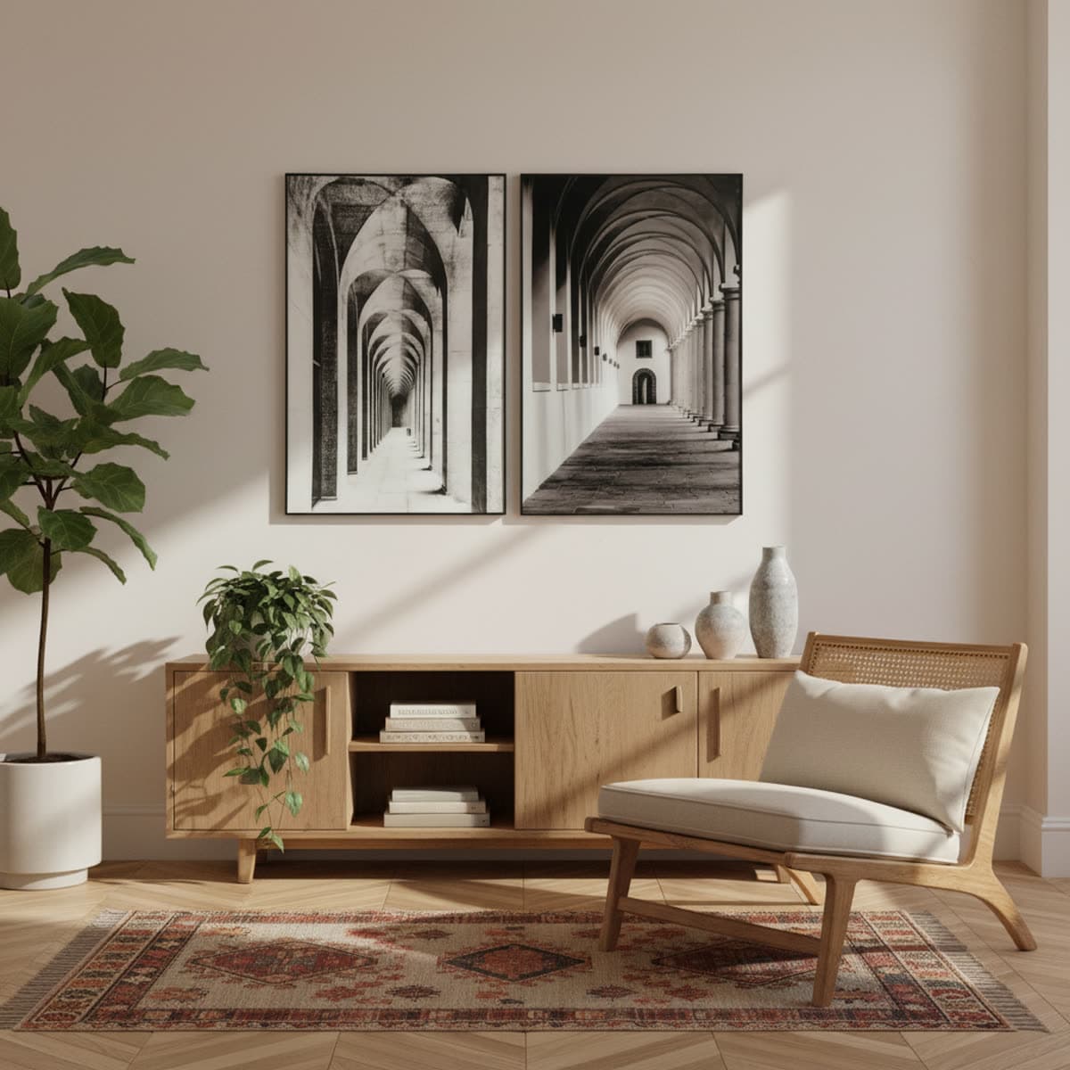 Canvas architectuur zwart-wit (2-delig)