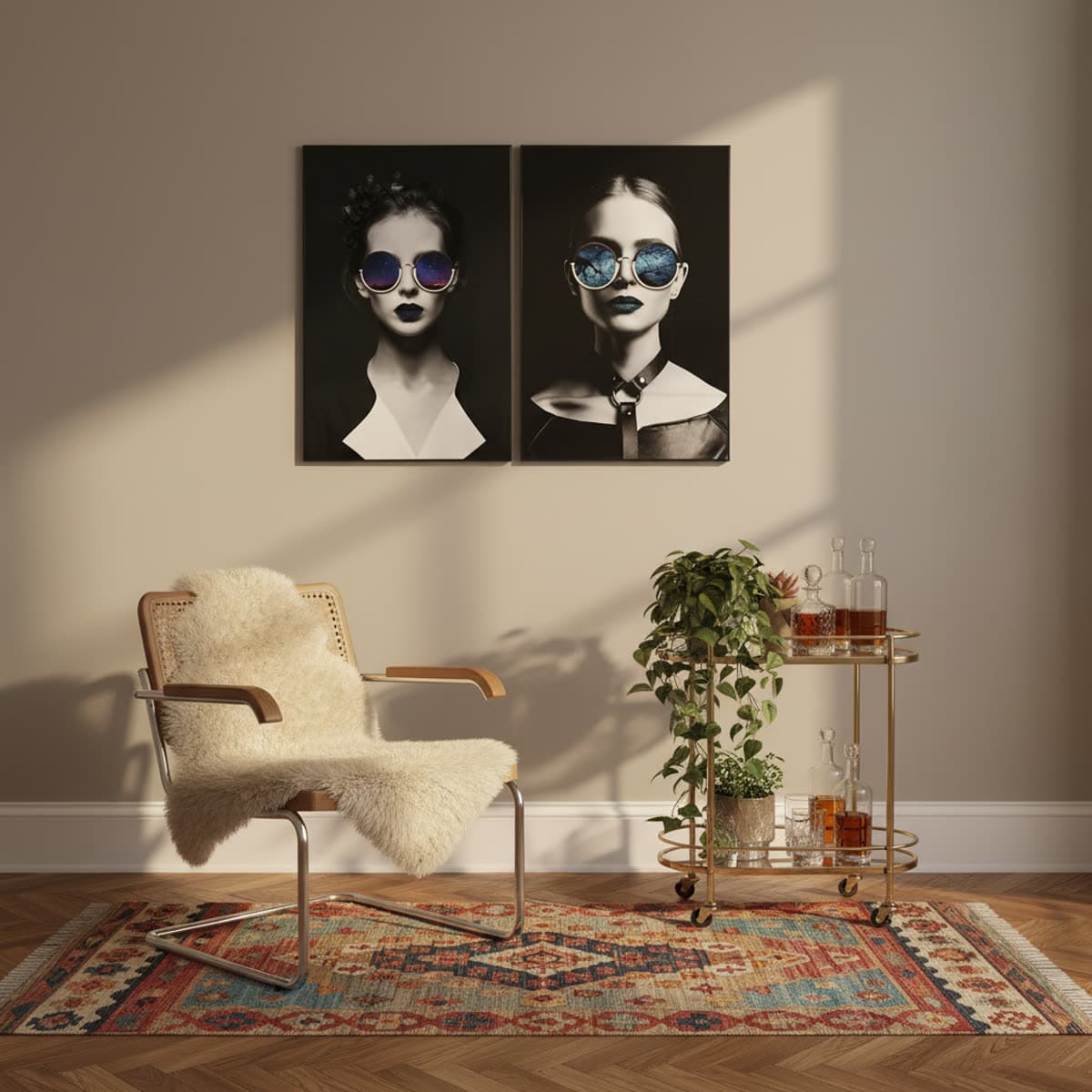 Canvas fashion-portret zonnebril (2-delig)