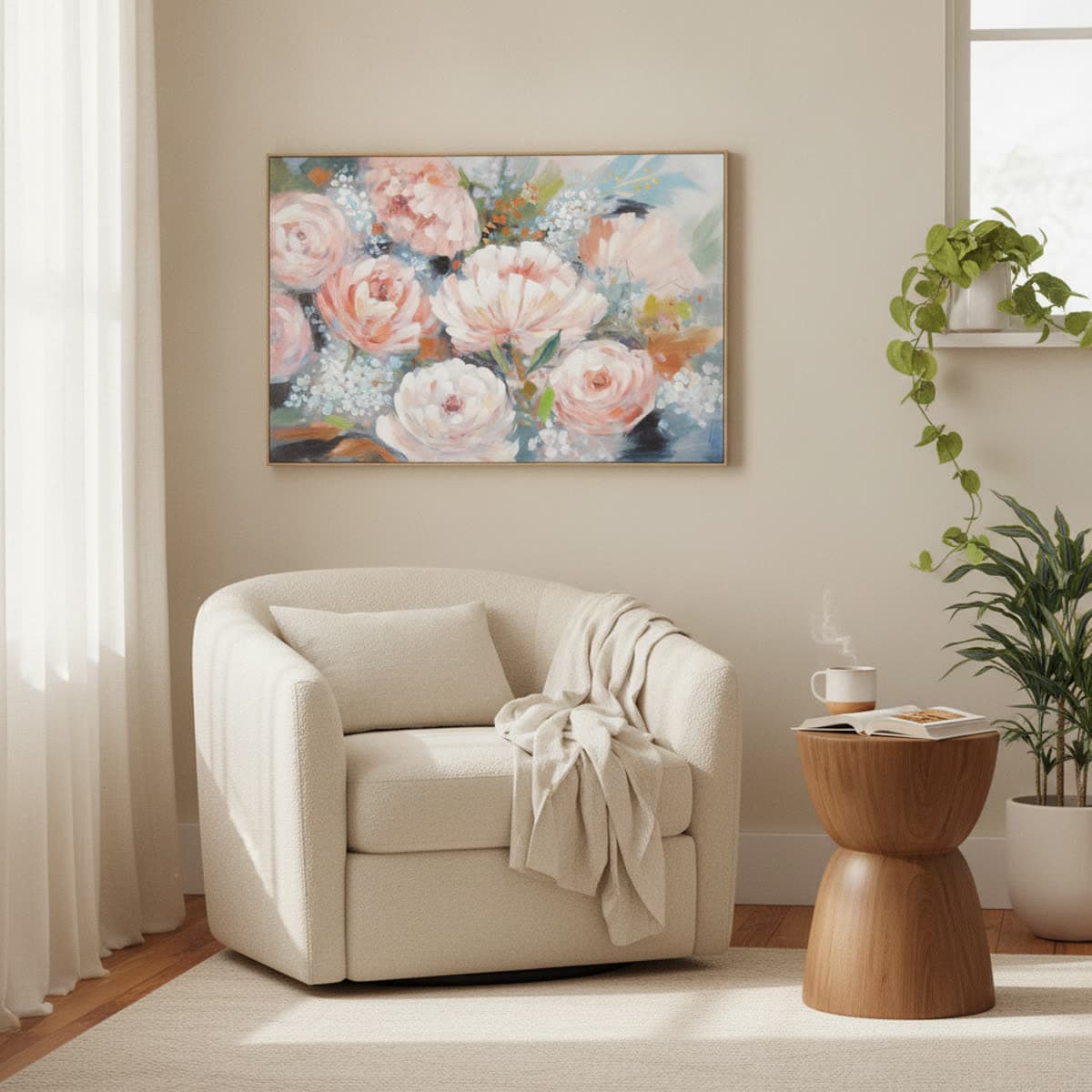 Canvas schilderij pioenrozen 80x120 cm