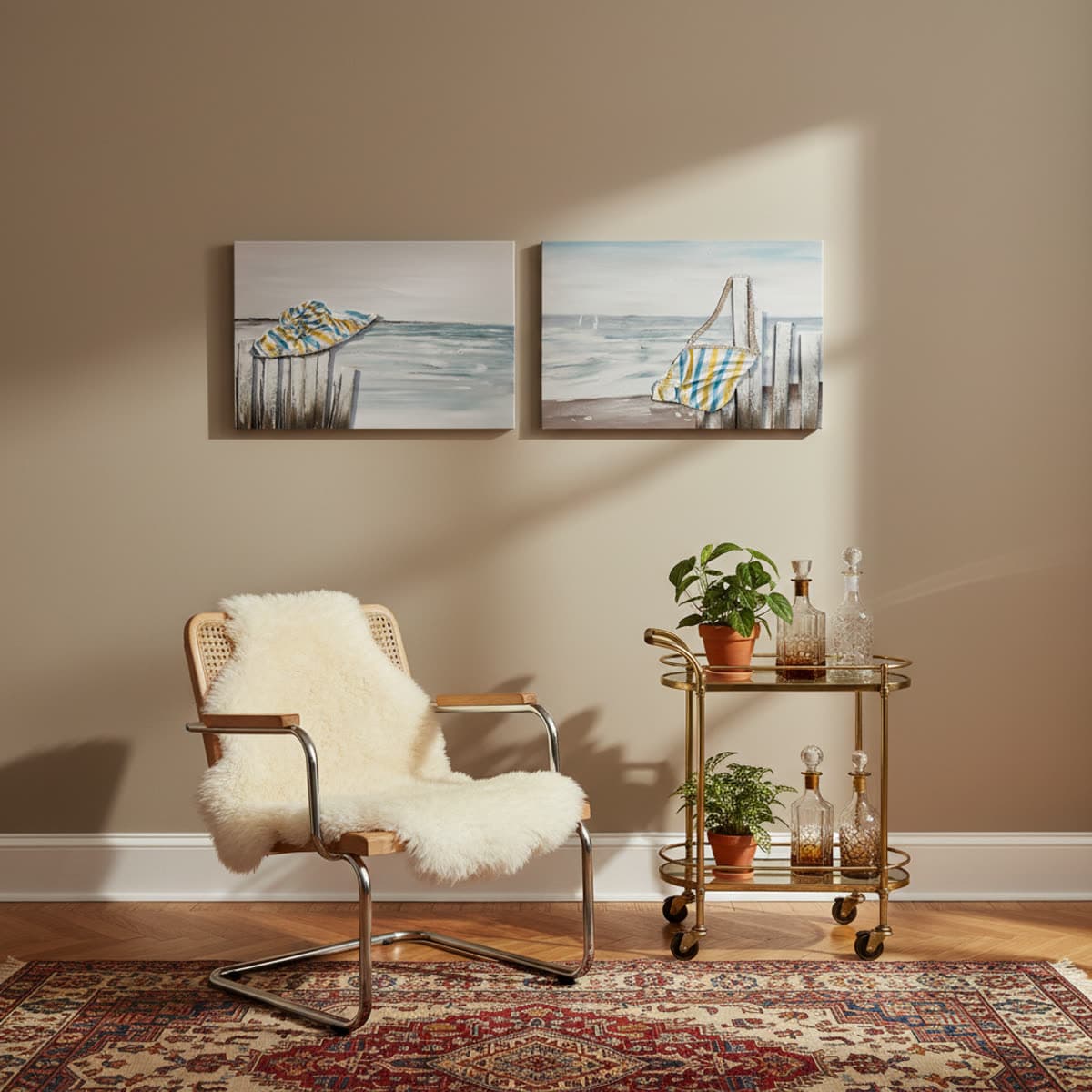 Canvas zeilboten kust (2-delig)
