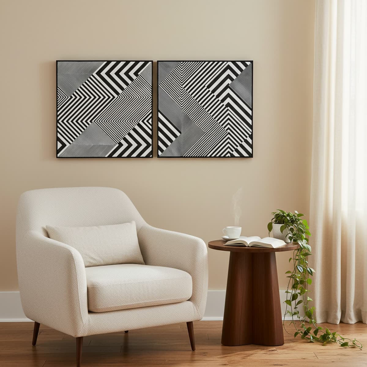 Canvas zwart-wit grafisch (2-delig)