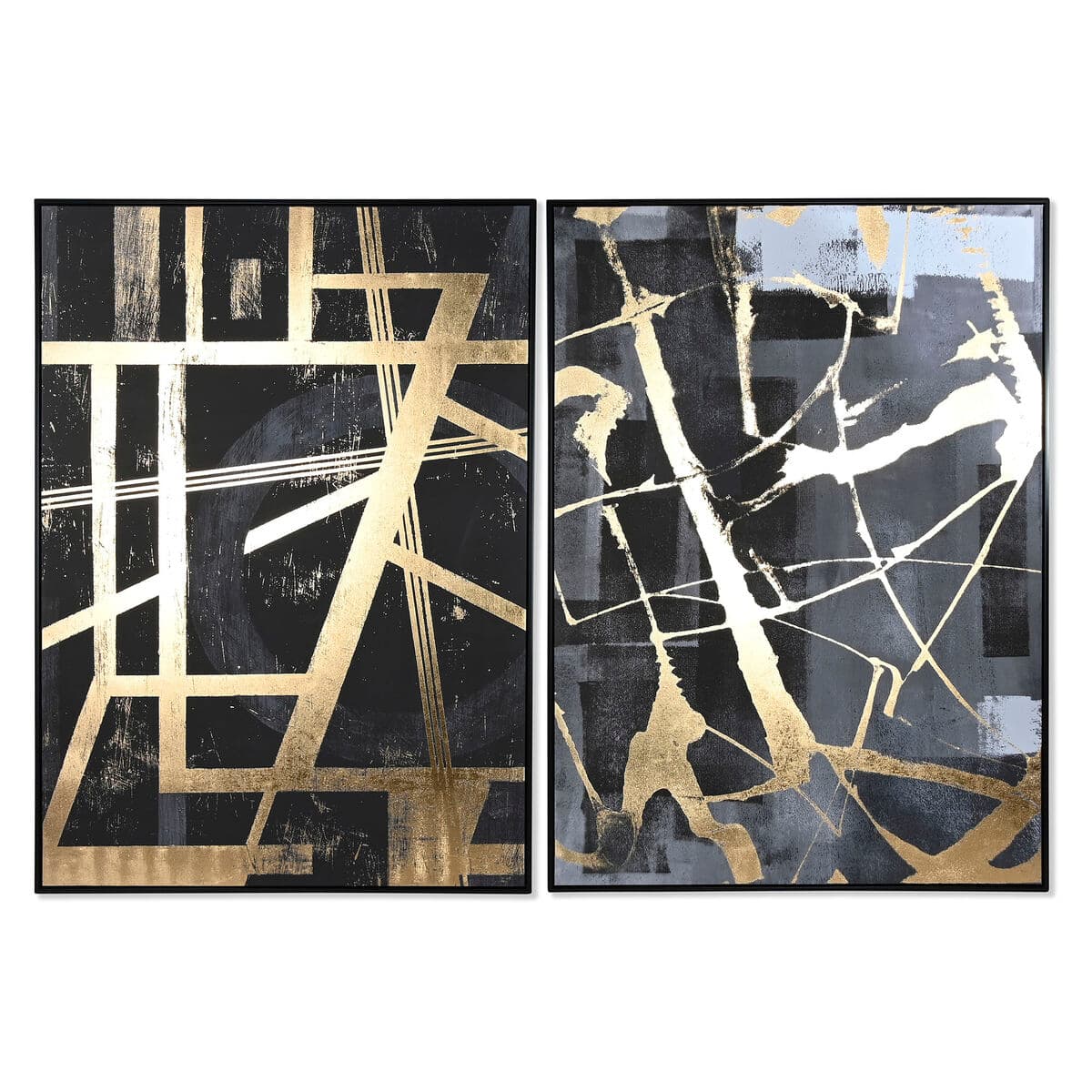 Canvas abstract zwart-goud 103x143 cm (2-delig)